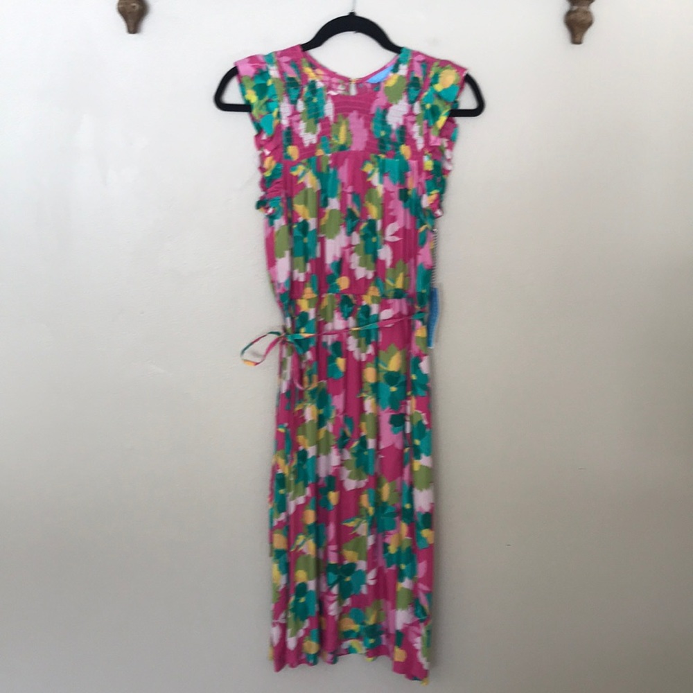 NEW DRAPER JAMES Sleeveless Smocked Yoke Dress Small